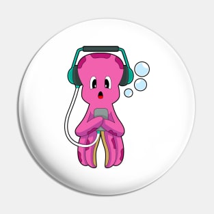 Octopus Headphone Music Pin