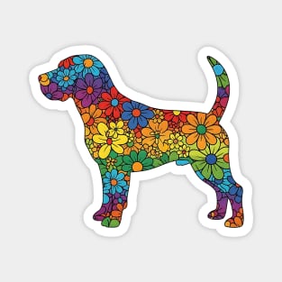 Floral Rainbow Beagle – Decorative Dog Silhouette Magnet