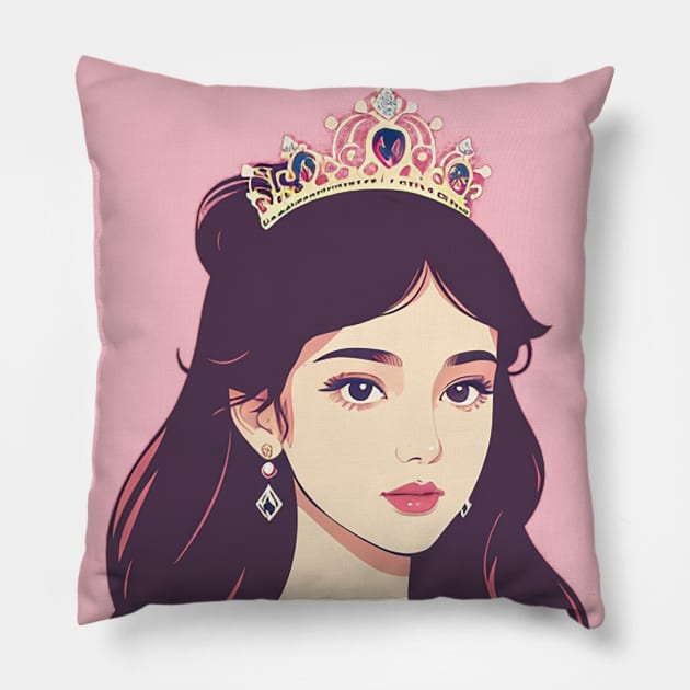 Illustration of a Young Princess in Pink Pillow by CursedContent