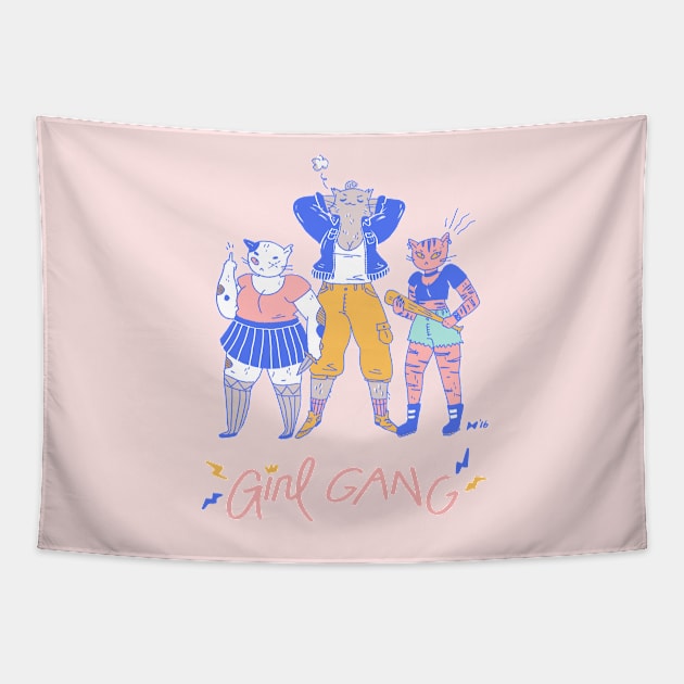 Girl Gang Tapestry by seaeyedraw