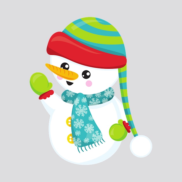 Christmas Snowman, Scarf, Hat, Gloves, Carrot Nose by Jelena Dunčević