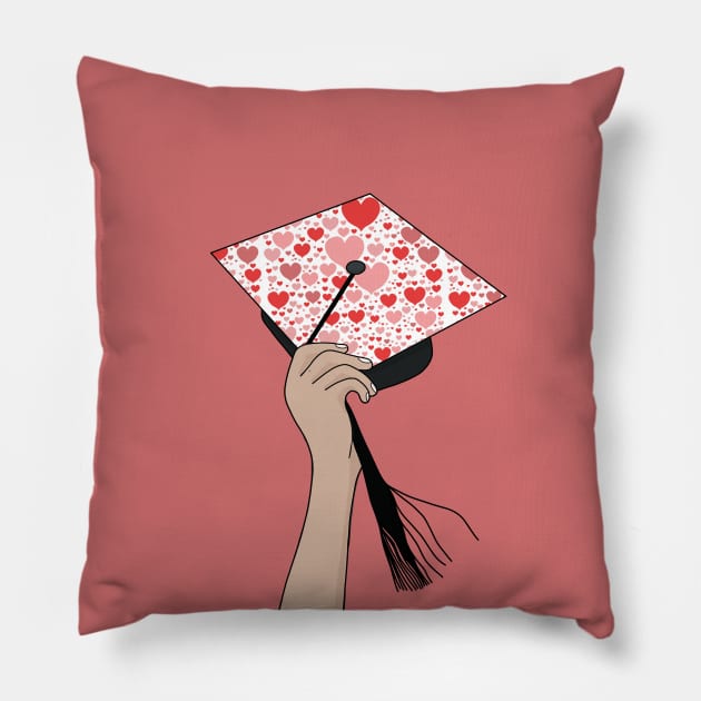 Holding the Square Academic Cap Hearts Pillow by DiegoCarvalho