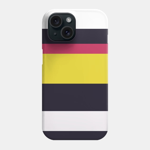 A peerless setup of Anti-Flash White, Dark, Smoky Black, Dingy Dungeon and Piss Yellow stripes. Phone Case by Sociable Stripes