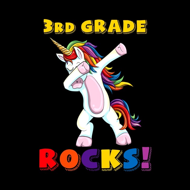 3rd Grade Rocks Dabbing Unicorn  Gift by finchandrewf