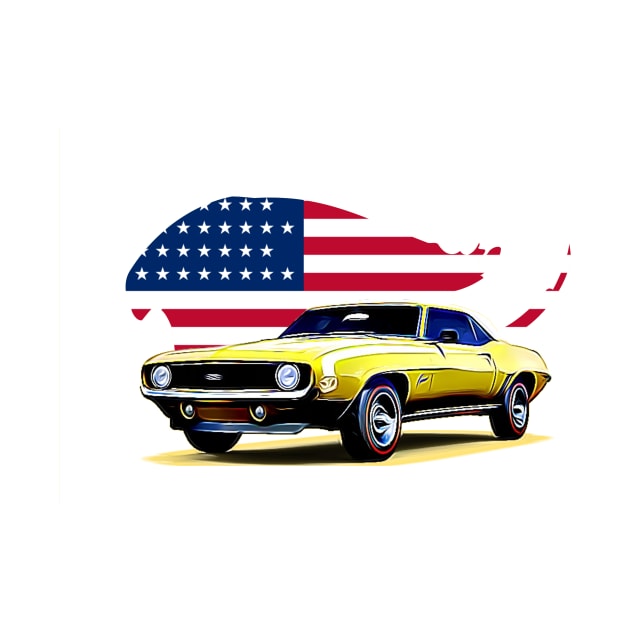 Classic Camaro USA Print by Auto-Prints