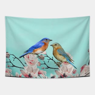 Eastern Bluebird Couple Tapestry