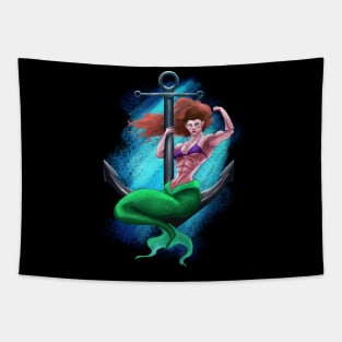 Muscle mermaid Tapestry