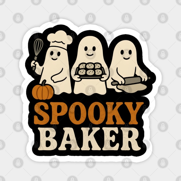 Spooky Baker Halloween Ghost Baking Cookies Graphic Gift Magnet by MakerMind8.2