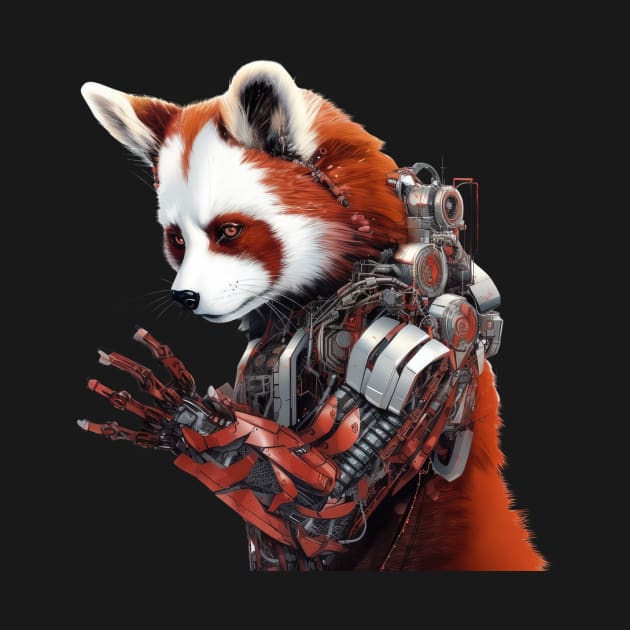 Mechanized Marvel: Red Panda Cyborg by MerlinArt