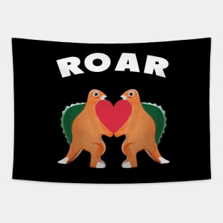 Cute Dinosaur Backtoschool Quote Roar Heart white Tapestry