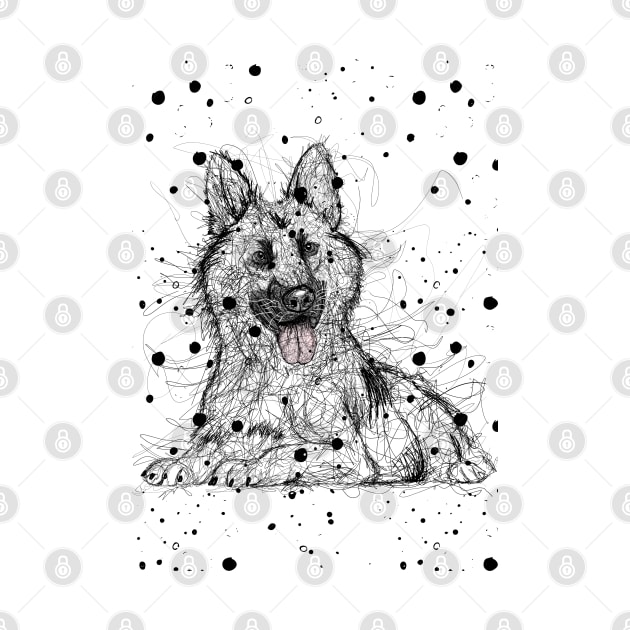 German Shepherd Scribble Artwork by LemoboyArt