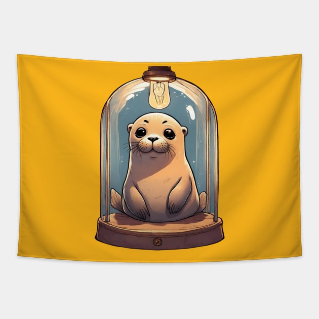 seal trapped in a lamp Tapestry by dodolanlaku