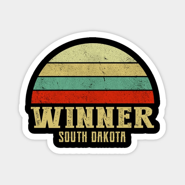 WINNER SOUTH DAKOTA Vintage Retro Sunset Magnet by LIPTIN