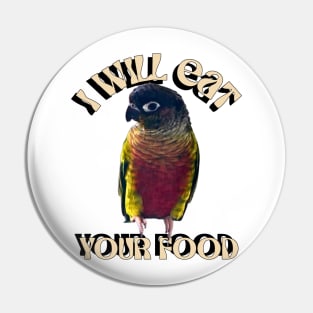 I Will Eat Your Food Green Cheek Conure Parrot Bird, Love birds Pin