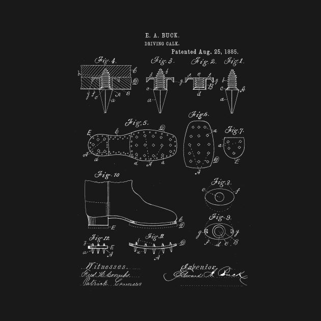 Driving Calk Shoe Vintage Patent Hand Drawing by TheYoungDesigns