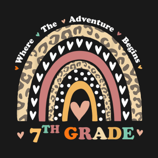 Back To School 7th Grade Where The Adventure Begins Rainbow T-Shirt