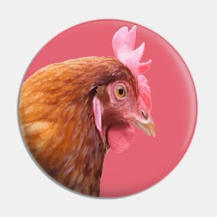 Funny Side View Of A Farmyard Hen Pin