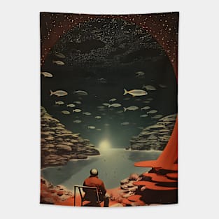 Space Fishing Vintage Tapestry