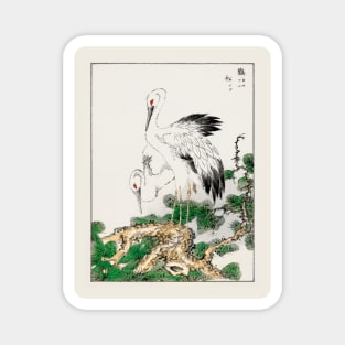 Japanese Stork and Pine Tree woodblock print Magnet