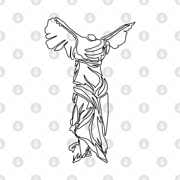 Minimal line illustration of the Winged Victory of Samothrace by THESOLOBOYY