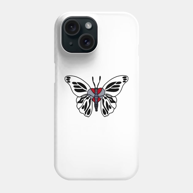 Butterfly Black, White & Gray Phone Case by Orchid's Art