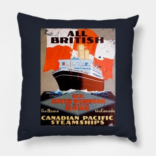 Poster Retro Ship Vintage Cruise Pillow