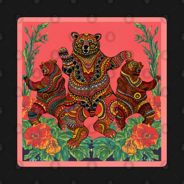 Dancing Bears & Scarlet Begonias by Qasim