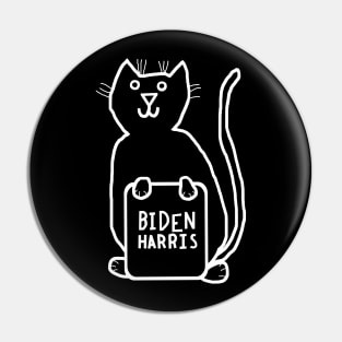 Minimal Cute Cat Biden Harris Supporter Pin