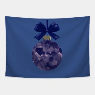 Blue Christmas Holiday Ornament Tapestry