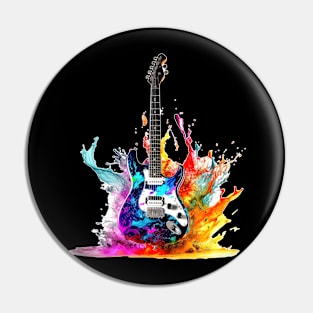 Guitar with Colorful Splash Pin