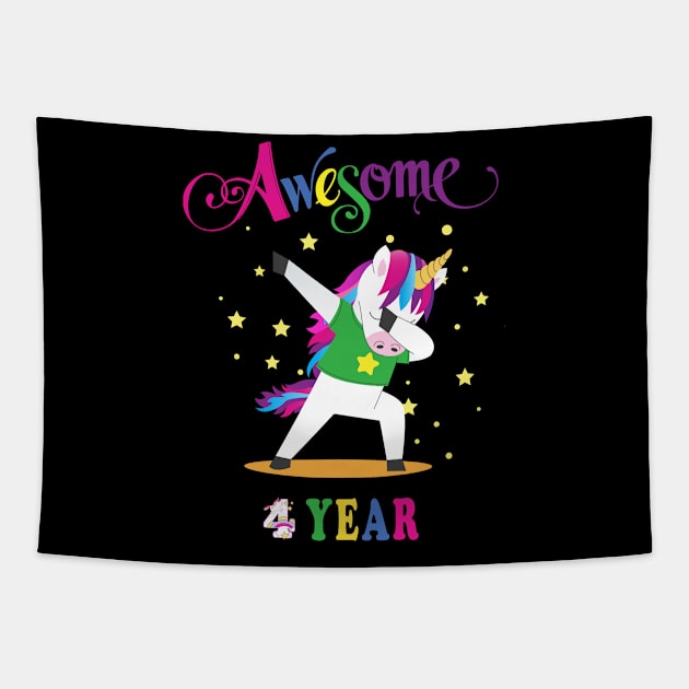 4th Birthday Unicorn Tapestry by NI78