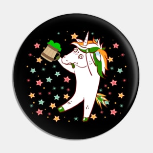 Drunk Unicorn with Beer Funny St Patricks Day Pin