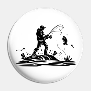 fisherman do fishing in stencil art Pin