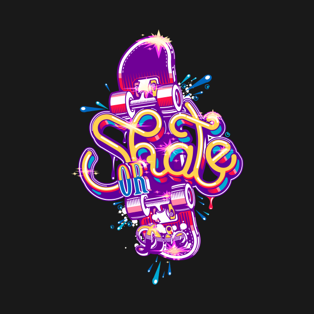 Neon Skate or Die Graphic by AdventureWizardLizard