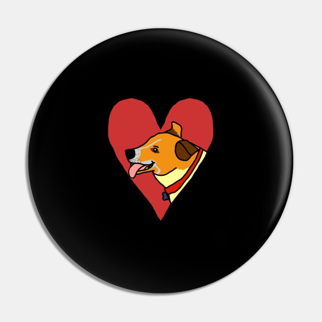 My Small Valentine Toby Dog Pin by ellenhenryart