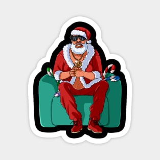 Black Santa Claus Gangster Christmas Magnet