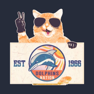 Cat and Dolphins Nation T-Shirt