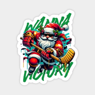 Santa Hockey in Christmas Fest. Magnet