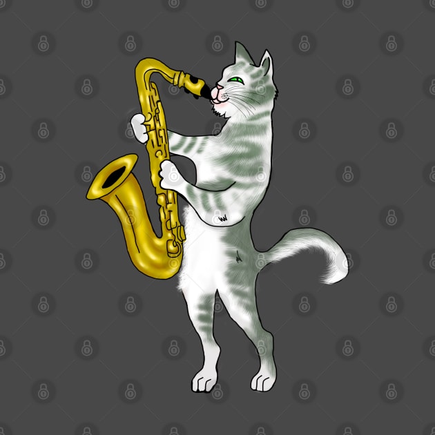 Funny Cat Lovers Saxophone Gift by Merchweaver