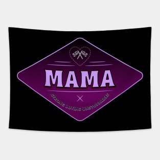 Mama Strong Loving Unstoppable Love Heart Racing Checkered Flag Mothers Day Mom Mother Tapestry