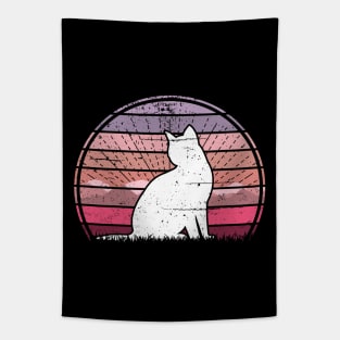 Cat Pink Sunset Tapestry