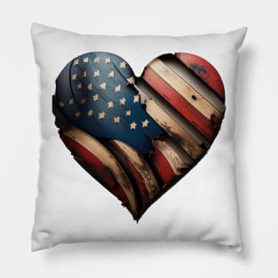 Patriotic Heart - Tattered but Still Strong Pillow