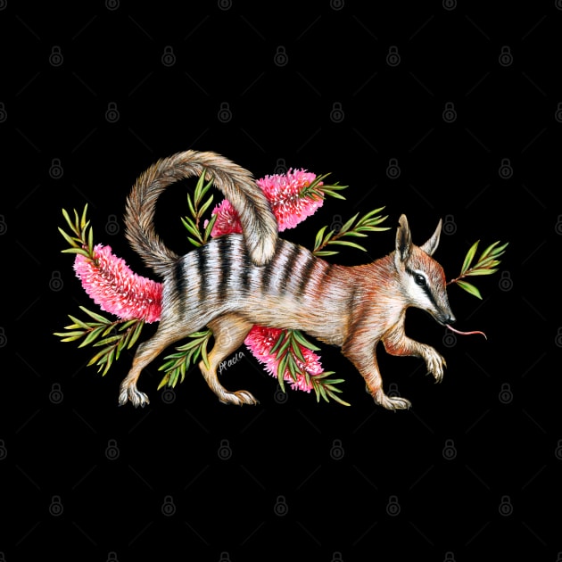 Numbat with Bottlebrush by Pip Tacla