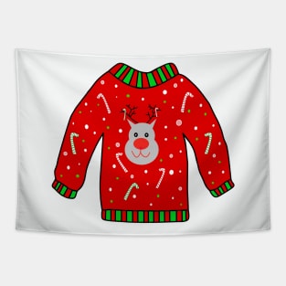 UGLY Christmas Sweater For Reindeers Tapestry