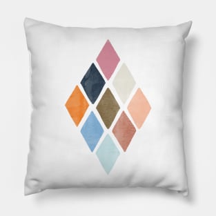 Boho Bohemian Geometric Diamond Pattern Multicolor Art Print Pillow
