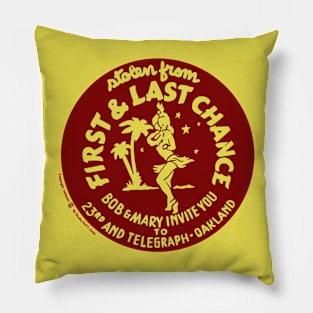 Vintage First Last Chance Tiki Bar Pillow