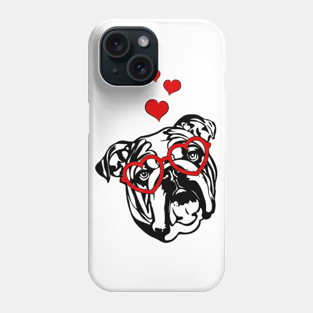 English Bulldog Wearing Heart Galsses Phone Case by Rojio