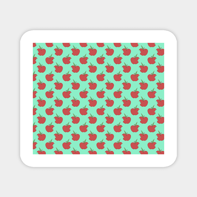 Bitten Apple Blue Green Pattern Magnet by saradaboru