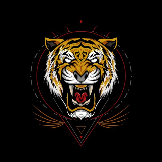 Tiger with roaring face by AGORA studio