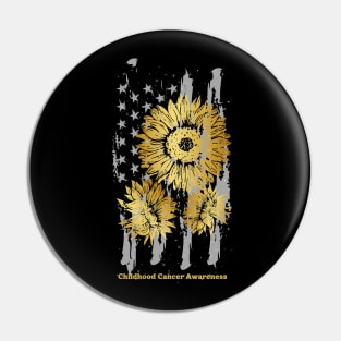 American Flag Sunflower Childhood Cancer Awareness Pin